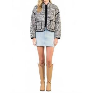 NEW THML puffer quilted jacket in leopard print